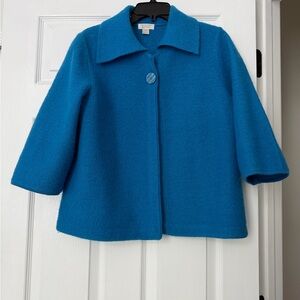 Christopher & Banks - Bright Blue Wool Coat - Classic Single-Button Jacket - LRG